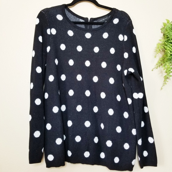 Lane Bryant Sweaters - Lane Bryant | Exposed Zip Polka Dot Sweater